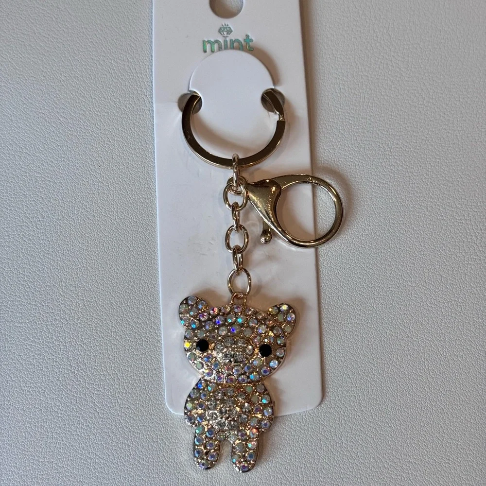 Mint BAG CHARM Bear Sparkly Keychain/Purse Charm Iridescent
